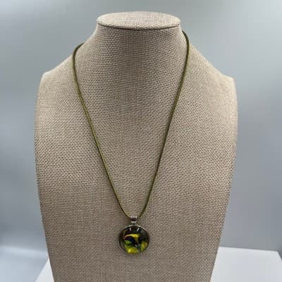 Vintage Set of 5 Abstract Glass Pendant Necklaces on Cord & Chain – Multicolor - Thumbnail 2