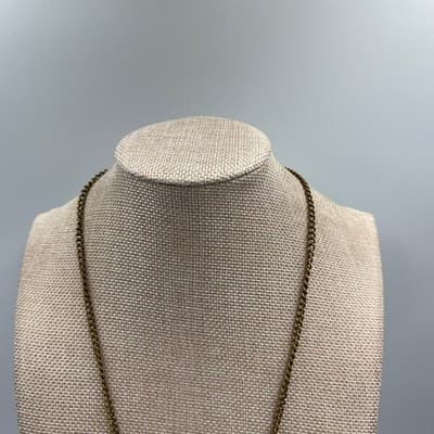 Vintage Antique Brass Tone Geometric Mixed Metal Circle Disc Pendant Necklace - Thumbnail 3