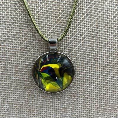 Vintage Set of 5 Abstract Glass Pendant Necklaces on Cord & Chain – Multicolor - Thumbnail 3