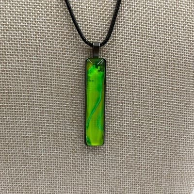 Vintage Set of 5 Abstract Glass Pendant Necklaces on Cord & Chain – Multicolor - Thumbnail 17