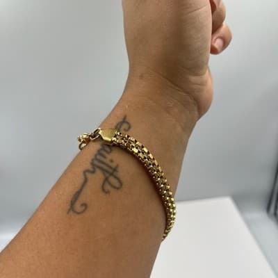 Vintage Gold Tone Strand Chain Bracelet Box Chunky Link Layered Fashion Classic - Thumbnail 6