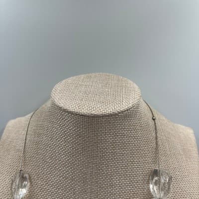 VTG NY Clear Faceted Bead Statement Necklace – Chunky Lucite Acrylic Geometric - Thumbnail 2