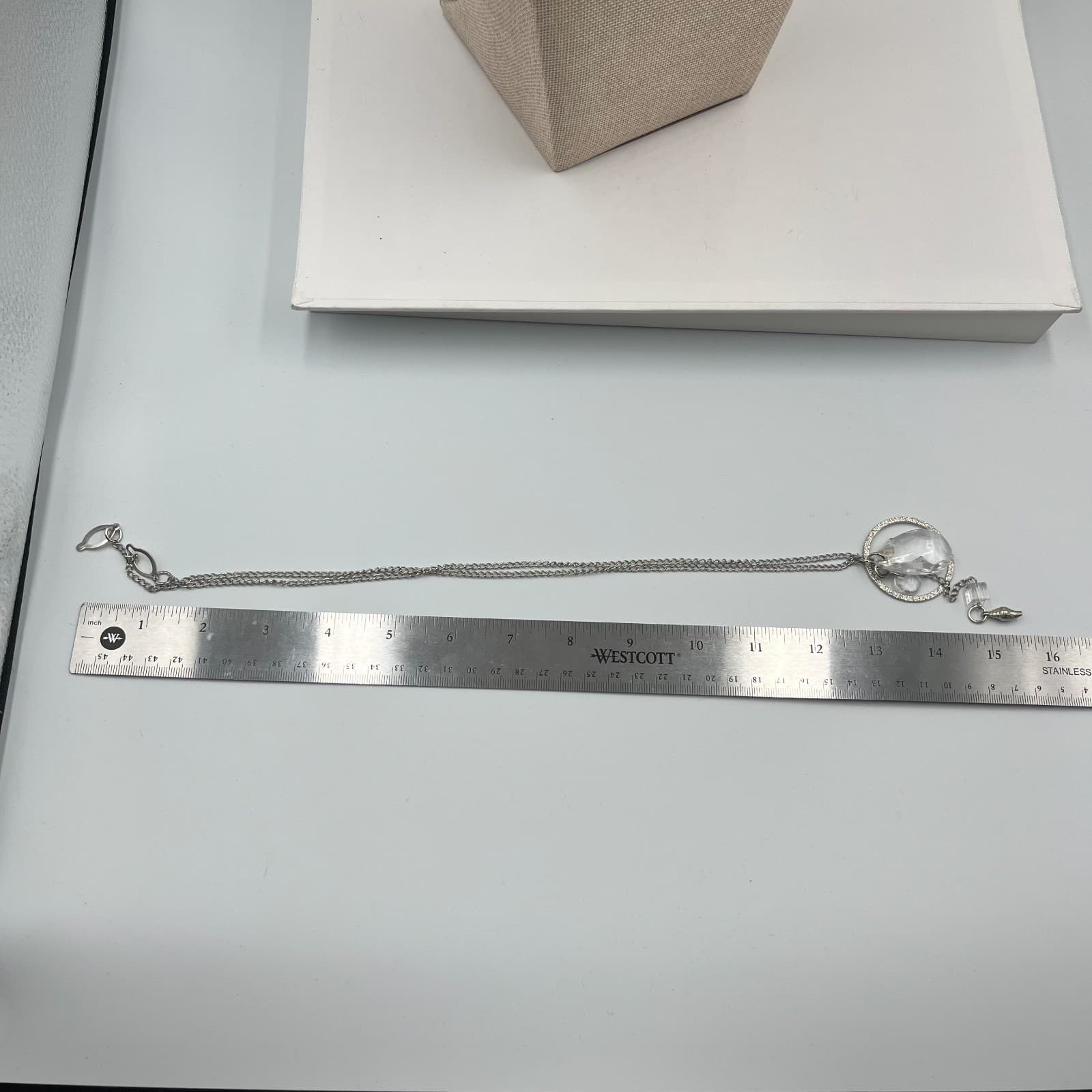 Vintage Silver Tone Crystal Circle Pendant Necklace Teardrop Charms Boho Shell - Thumbnail 8