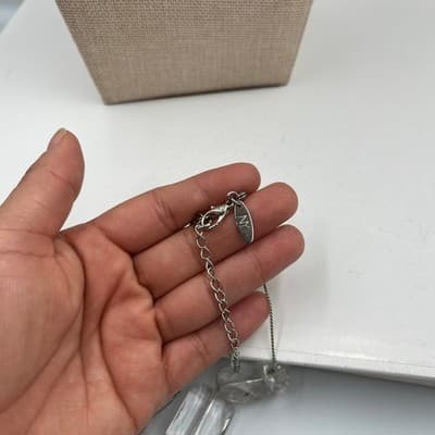 VTG NY Clear Faceted Bead Statement Necklace – Chunky Lucite Acrylic Geometric - Thumbnail 6