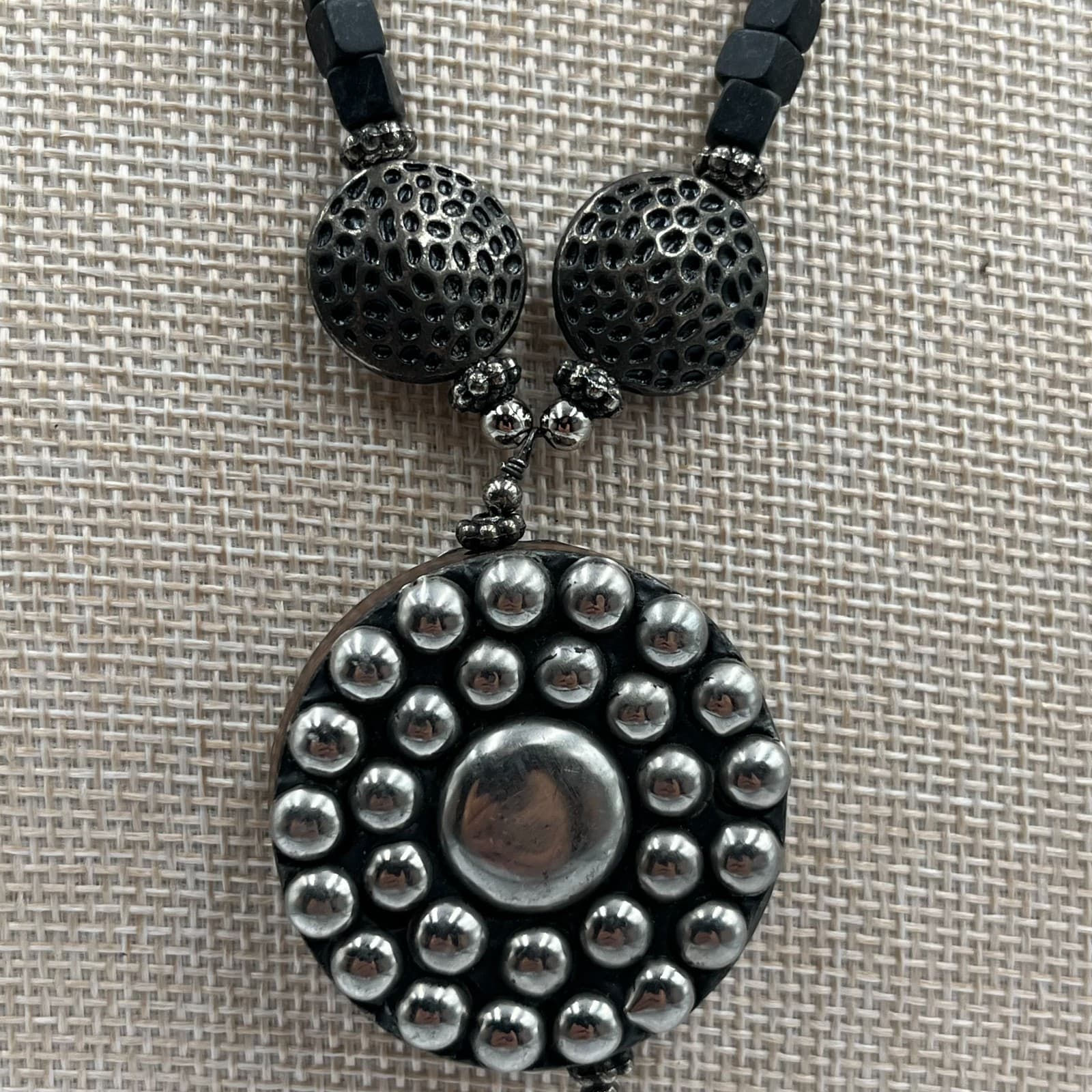 Vintage Boho Chunky Wood Bead Statement Necklace Tribal Ethnic Style Brown - Thumbnail 3