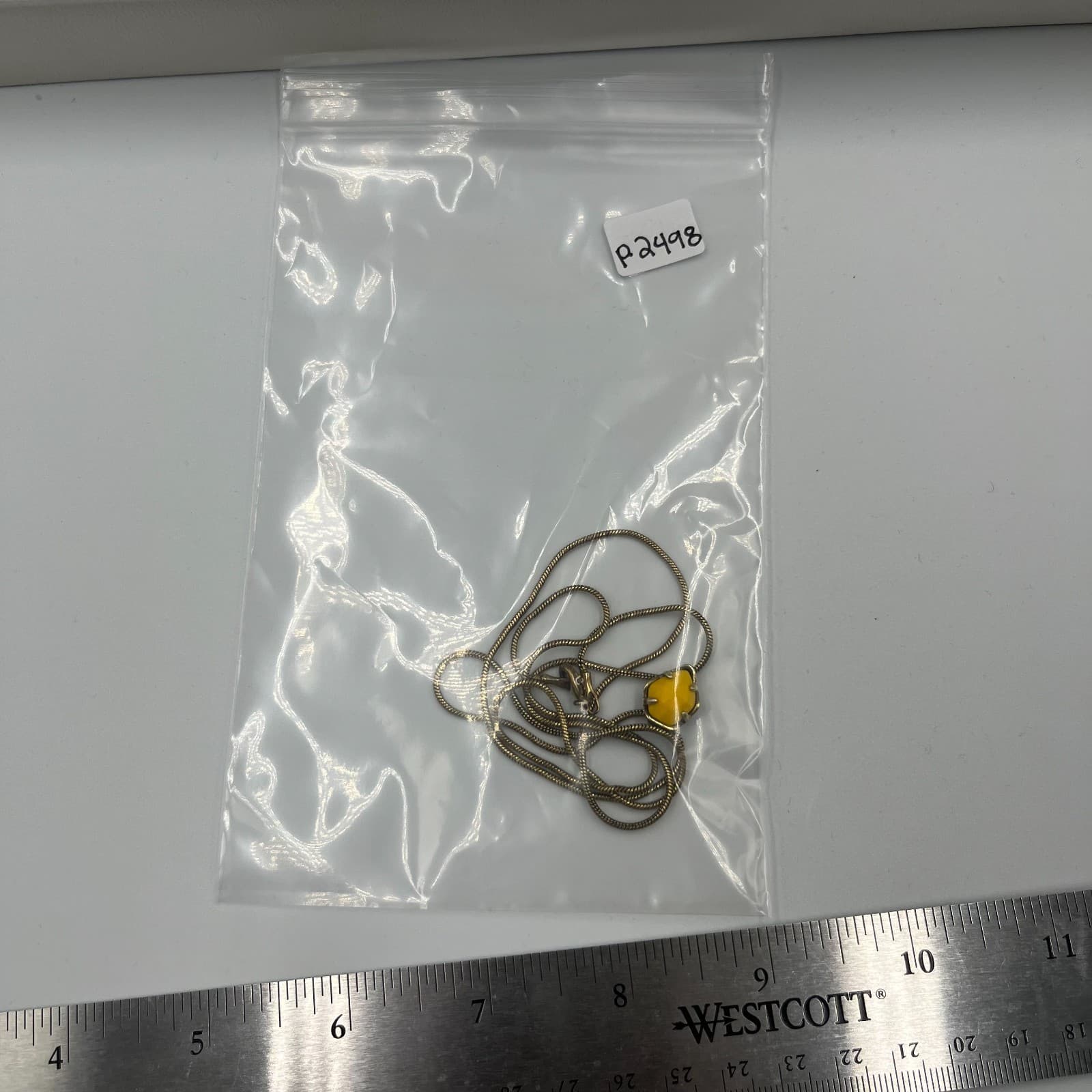 Vintage Gold Tone Snake Chain Necklace Yellow Topaz Glass Pendant MCM 18" Boho - Thumbnail 9