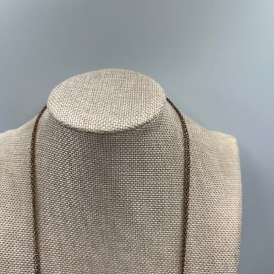 Vintage Long Bronze Tone Filigree Necklace Multi Station Round Link Chain Boho - Thumbnail 2