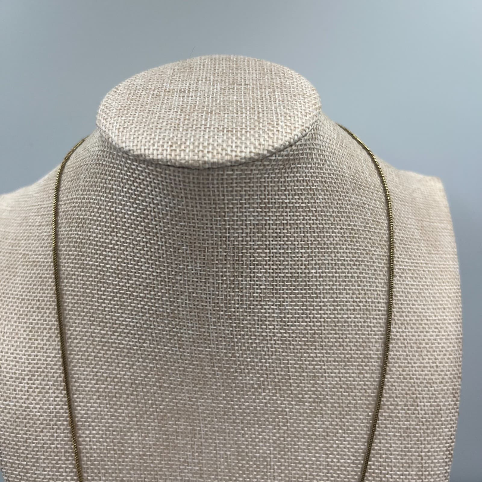 Vintage Gold Tone Snake Chain Necklace Yellow Topaz Glass Pendant MCM 18" Boho - Thumbnail 2