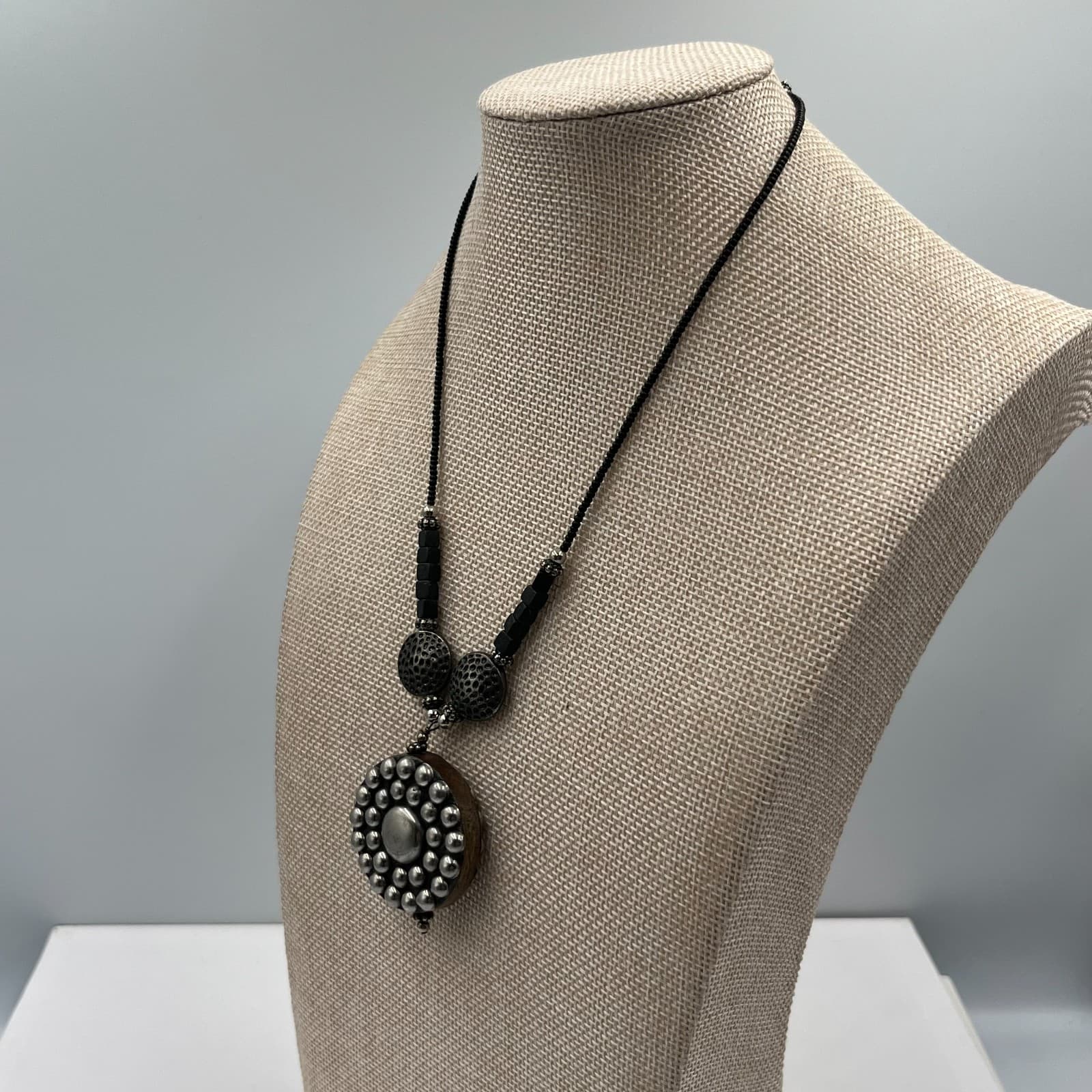 Vintage Boho Chunky Wood Bead Statement Necklace Tribal Ethnic Style Brown - Thumbnail 5