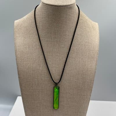 Vintage Set of 5 Abstract Glass Pendant Necklaces on Cord & Chain – Multicolor - Thumbnail 16