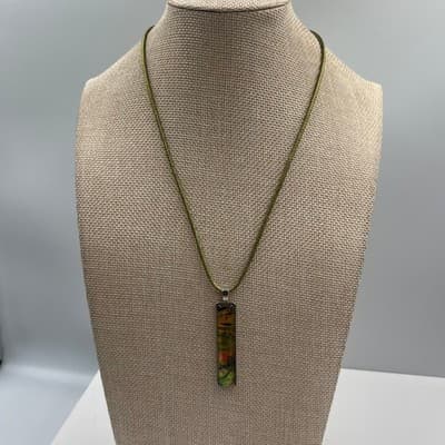 Vintage Set of 5 Abstract Glass Pendant Necklaces on Cord & Chain – Multicolor - Thumbnail 6