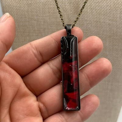 Vintage Set of 5 Abstract Glass Pendant Necklaces on Cord & Chain – Multicolor - Thumbnail 14