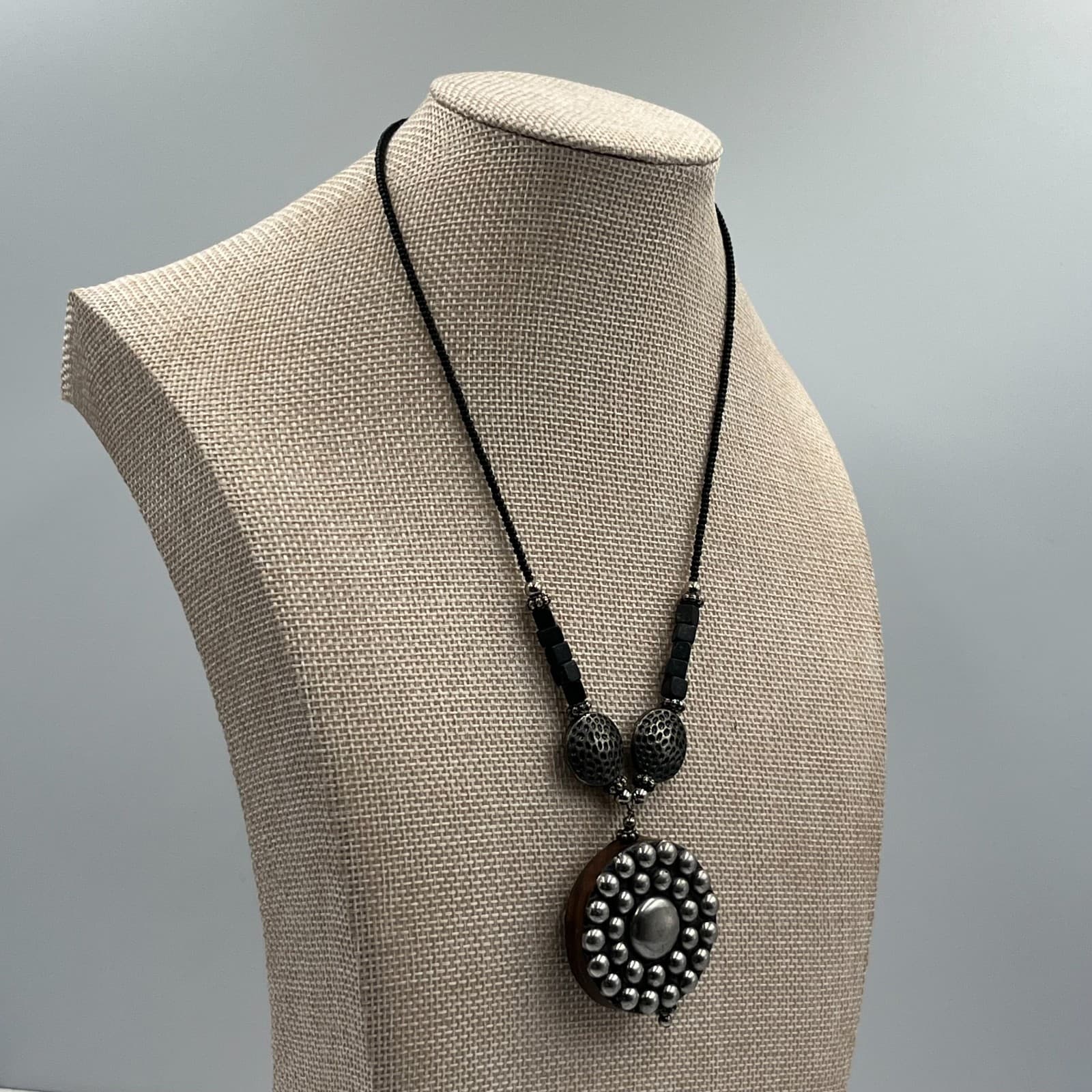 Vintage Boho Chunky Wood Bead Statement Necklace Tribal Ethnic Style Brown - Thumbnail 4