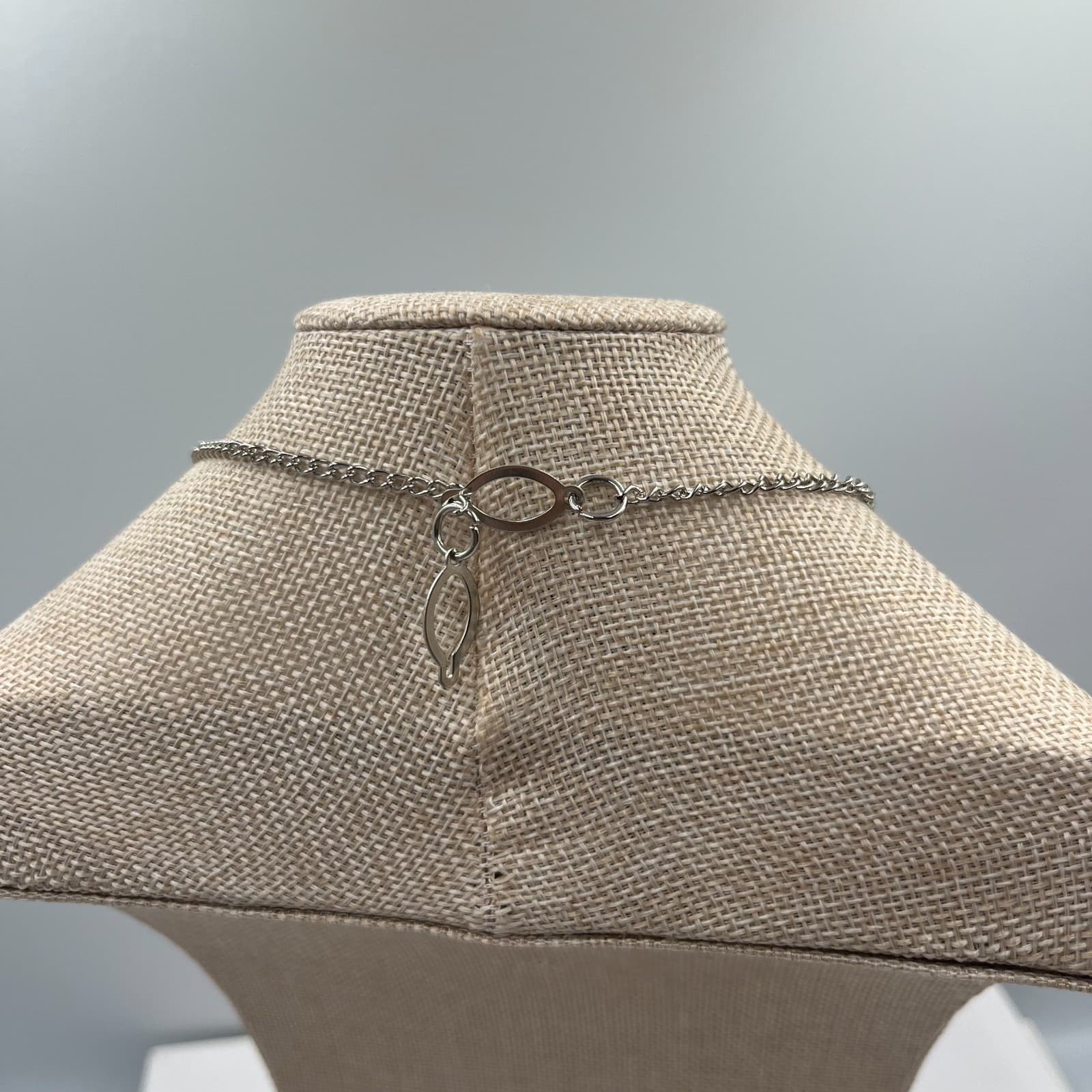 Vintage Silver Tone Crystal Circle Pendant Necklace Teardrop Charms Boho Shell - Thumbnail 5