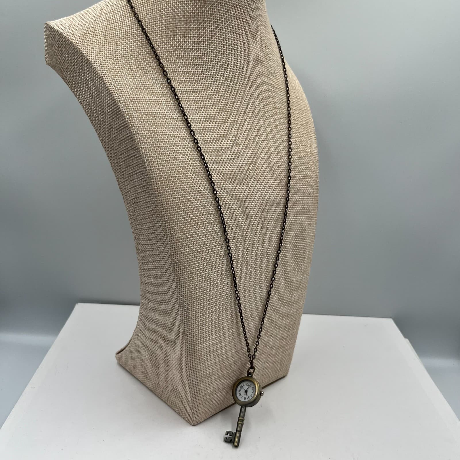 Vintage Steampunk Skeleton Key Watch Necklace Antique Bronze Pendant Ornate Retr - Thumbnail 5