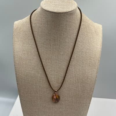 Vintage Set of 5 Abstract Glass Pendant Necklaces on Cord & Chain – Multicolor - Thumbnail 21