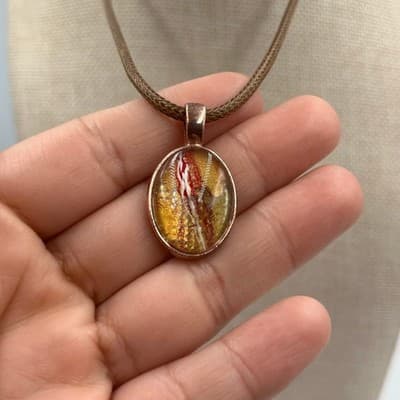 Vintage Set of 5 Abstract Glass Pendant Necklaces on Cord & Chain – Multicolor - Thumbnail 23