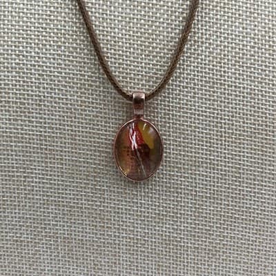 Vintage Set of 5 Abstract Glass Pendant Necklaces on Cord & Chain – Multicolor - Thumbnail 22