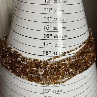 Vintage Gold & White Multi Strand Seed Bead Necklace Layered Statement Collar - Thumbnail 6