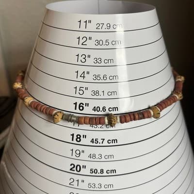 Vintage Earth Tone Beaded Necklace Brown Disc Beads Speckled Accent Boho Style - Thumbnail 8