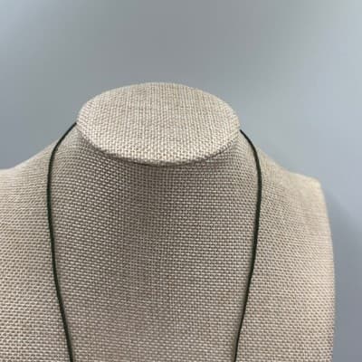 VTG Green Cord Porcelain Bead Necklace Butterfly Painted Ball Tassel Pendant - Thumbnail 2