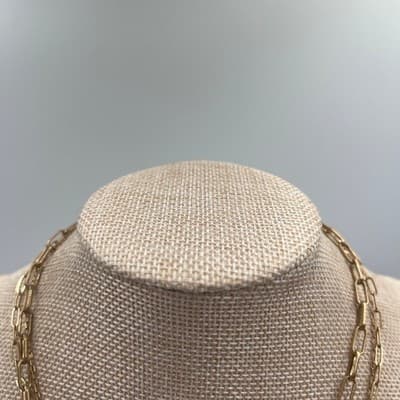 Vintage Gold Tone Layered Chain Necklace Beaded Bar Accent Minimalist Boho Style - Thumbnail 2