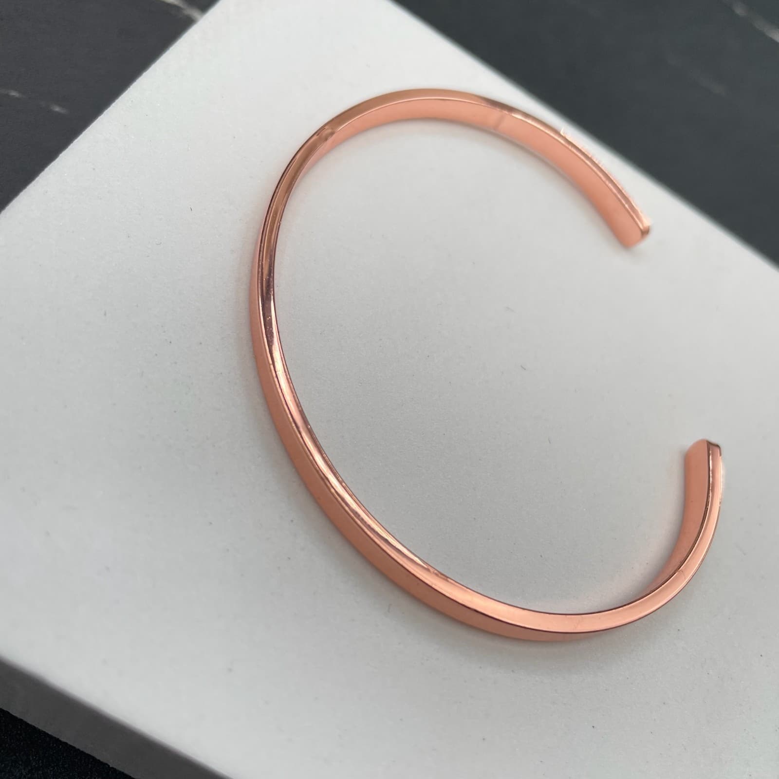 Fashion Rose Gold-Tone Classic Unisex Adjustable Plain Metal Open Cuff Bracelet - Thumbnail 3