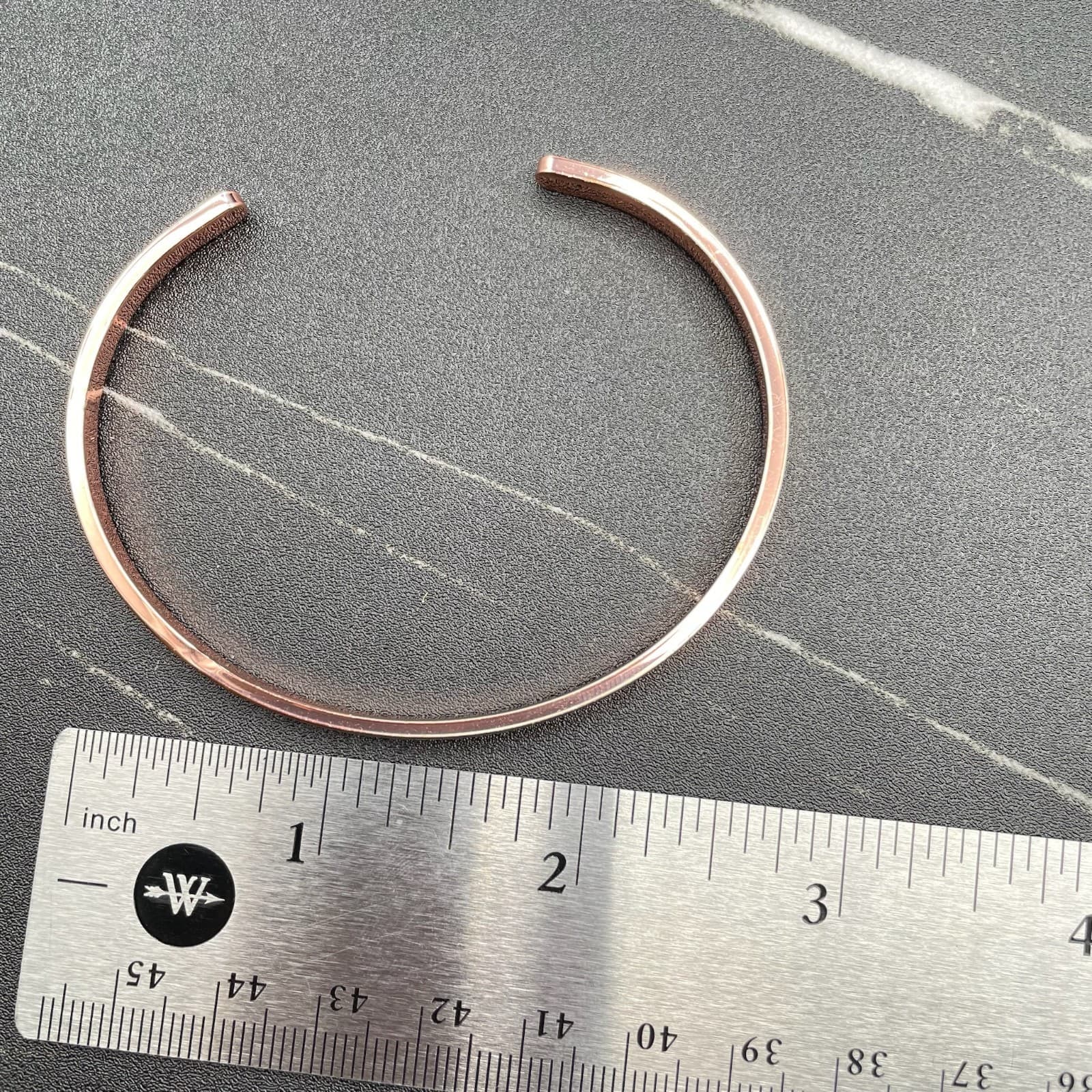 Fashion Rose Gold-Tone Classic Unisex Adjustable Plain Metal Open Cuff Bracelet - Thumbnail 8