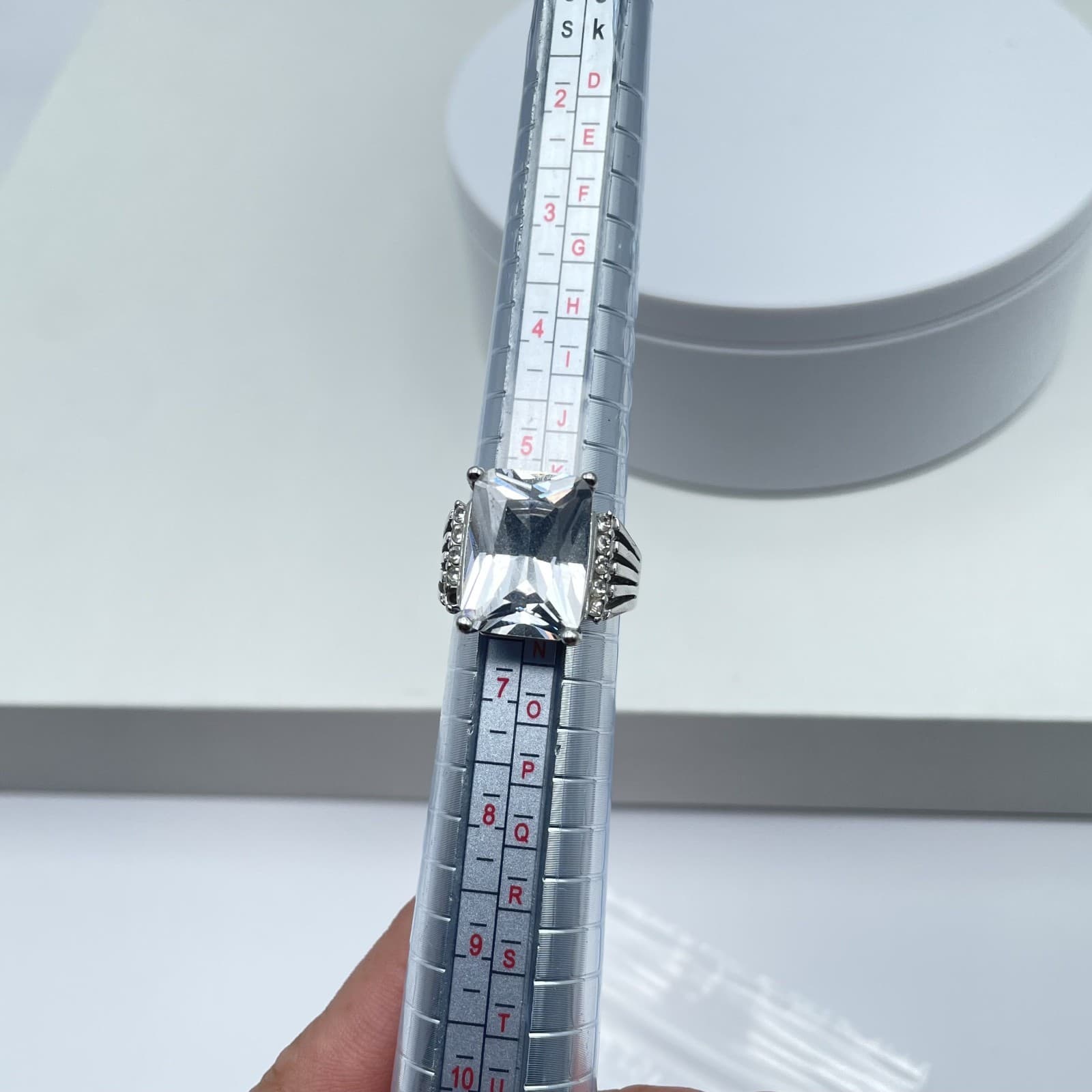 Large Emerald Cut Clear CZ Statement Ring Silver Tone Cocktail Jewelry Size 6.5 - Thumbnail 7