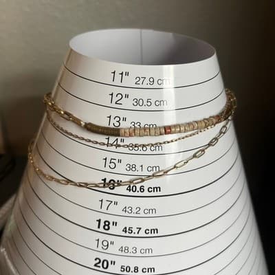 Vintage Gold Tone Layered Chain Necklace Beaded Bar Accent Minimalist Boho Style - Thumbnail 7