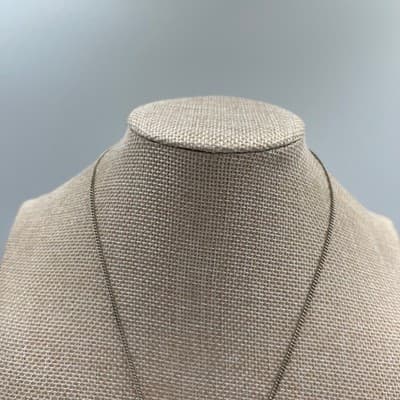 Vintage Carved Flower Pendant Necklace Cream Floral Medallion Silver Tone Chain - Thumbnail 3