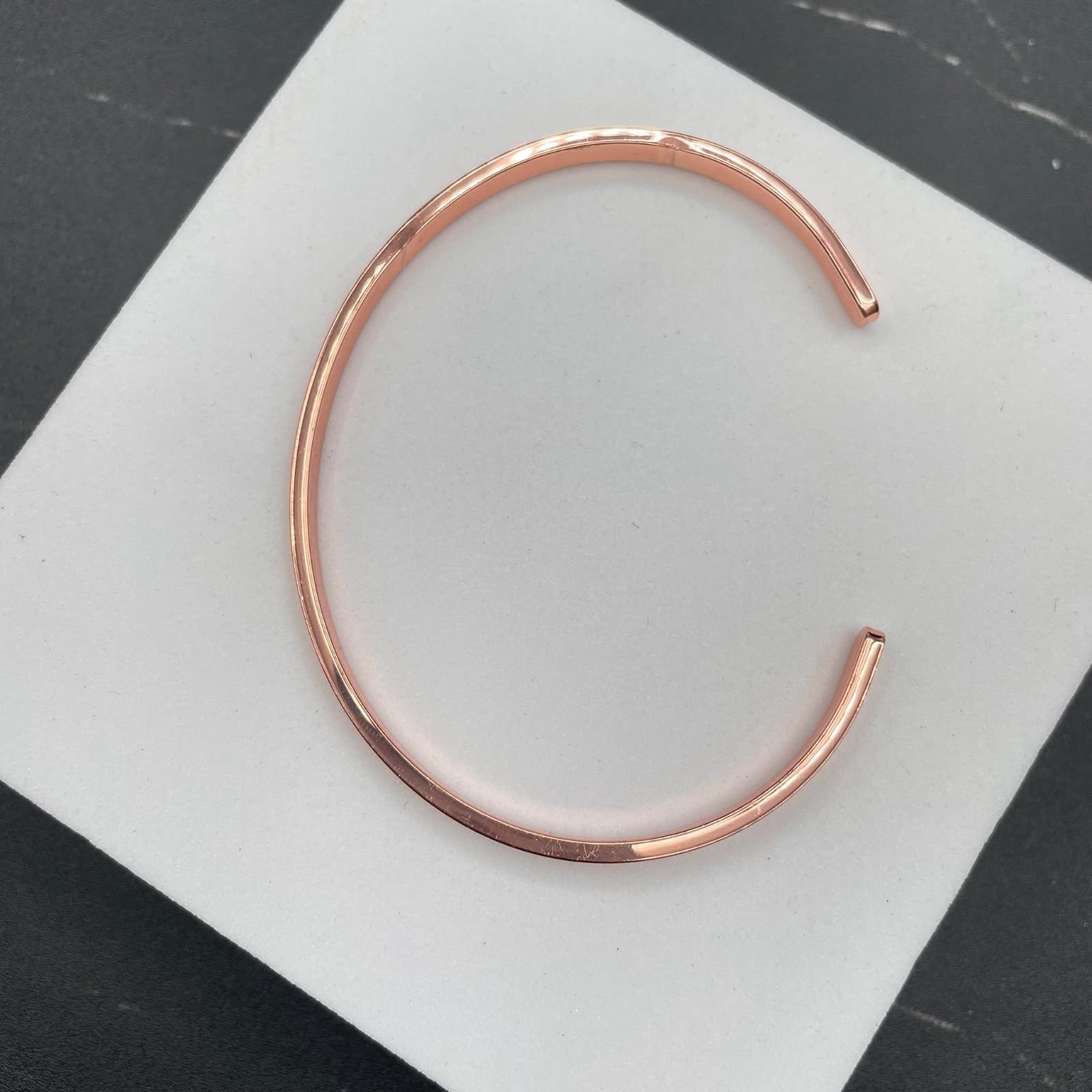 Fashion Rose Gold-Tone Classic Unisex Adjustable Plain Metal Open Cuff Bracelet - Thumbnail 2