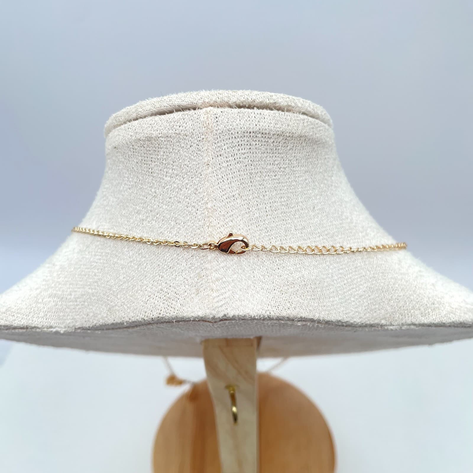 Gold-Tone Rolo Link Chain Origami Elephant Charm Leaf L Initial Pendant Necklace - Thumbnail 8