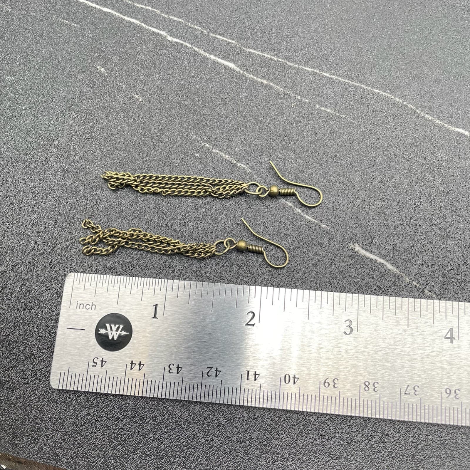 Classic Bronze-Tone Curb Chain Multi-Strand Tassel Dangle French Hook Earrings - Thumbnail 8