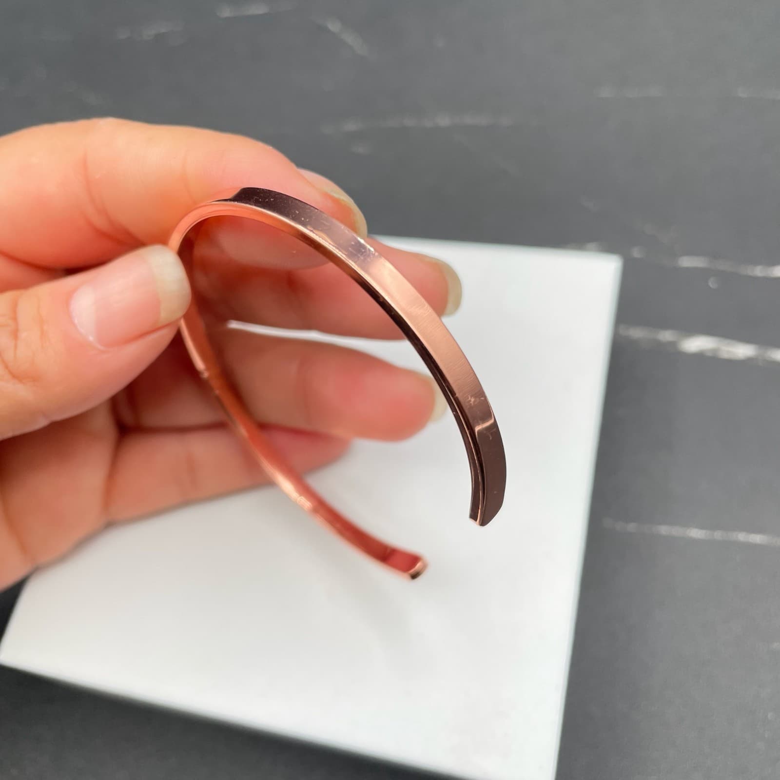 Fashion Rose Gold-Tone Classic Unisex Adjustable Plain Metal Open Cuff Bracelet - Thumbnail 7