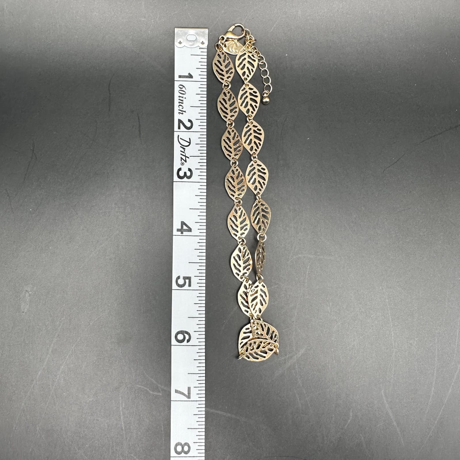 Vintage 90s Gold Tone Cutout Leaf Link Choker Necklace Boho Nature Style Jewelry - Thumbnail 8