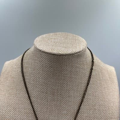 Vintage Amber Glass Teardrop Pendant Necklace Beaded Charm Cluster Bronze Tone - Thumbnail 2