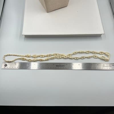 Vintage White Shell Cluster Necklace Double Strand Tropical Beach Style Boho 32" - Thumbnail 7