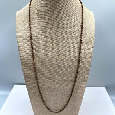 Vintage Style Red Faceted Glass Bead Necklace Gold Tone Chain Minimalist Dainty - Image 1