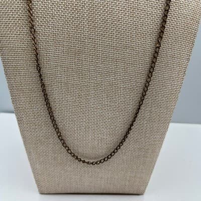 Vintage Style Red Faceted Glass Bead Necklace Gold Tone Chain Minimalist Dainty - Thumbnail 3