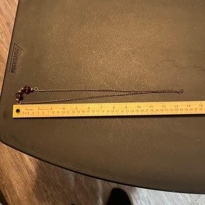 Vintage Style Red Faceted Glass Bead Necklace Gold Tone Chain Minimalist Dainty - Thumbnail 7