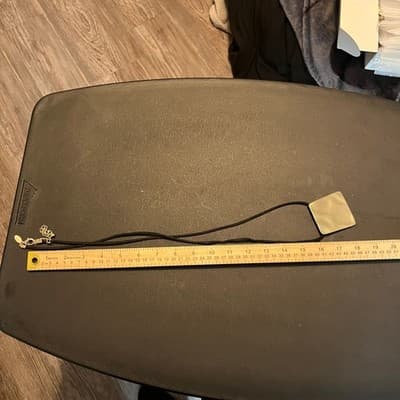 Vintage Chico's Gold Tone Square Pendant Necklace Black Cord Modern Statement - Thumbnail 8