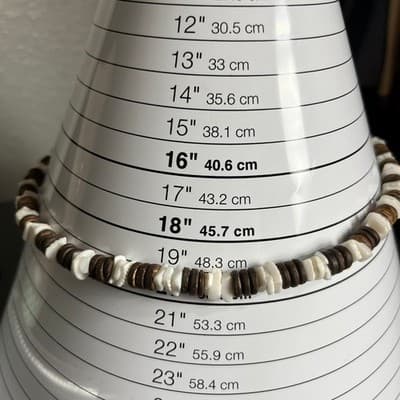 Vintage Brown White Coconut Shell Bead Necklace Natural Surfer Beach Style 20" - Thumbnail 7