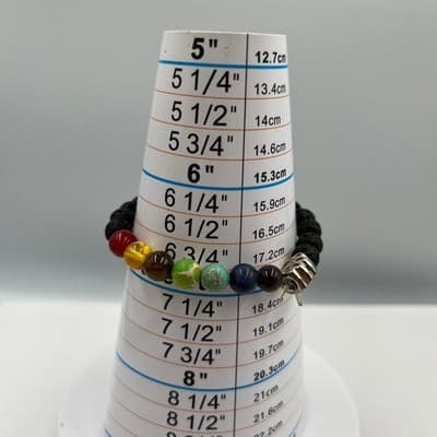 Vintage Lava Stone & Multicolor Gemstone Beaded Stretch Bracelet With Paw Charm - Thumbnail 8