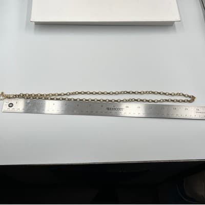 Vintage Long Gold Tone Rolo Link Chain Necklace Minimalist Layering Fashion - Thumbnail 5