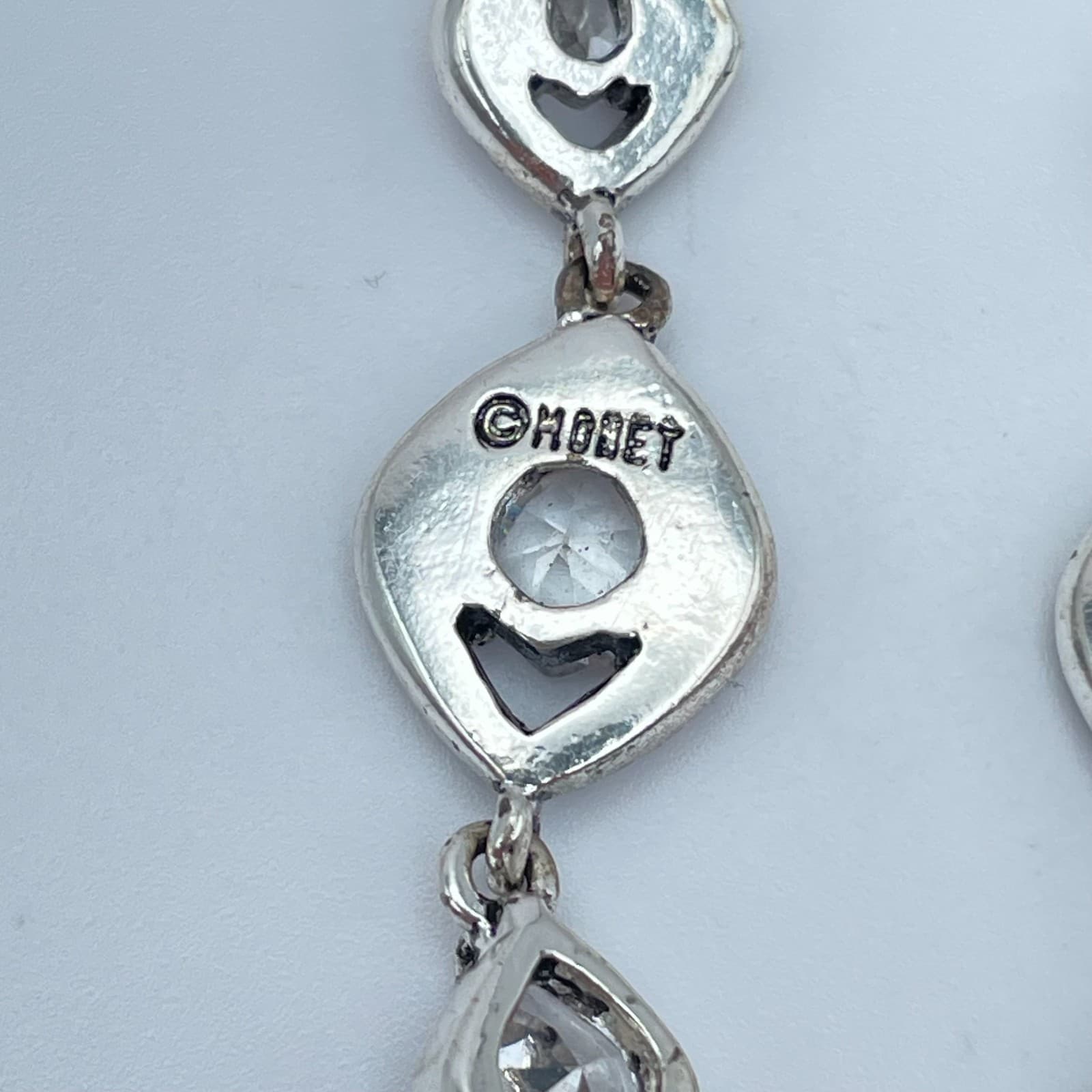 Vintage Y2K Monet Clear Rhinestone Silver Tone Dangle Earrings Women's Jewelry - Thumbnail 6