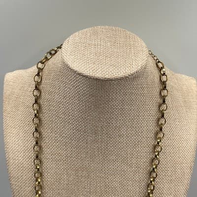Vintage Long Gold Tone Rolo Link Chain Necklace Minimalist Layering Fashion - Thumbnail 2