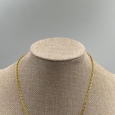 VTG Gold Tone Seashell Pendant Necklace Minimalist Coastal Charm Round Chain - Thumbnail 2