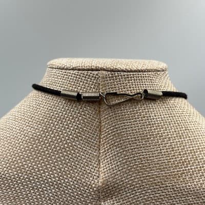 Vintage Faux Amber Horn Pendant Necklace Black Cord Silver Tone Cap Boho Classic - Thumbnail 8