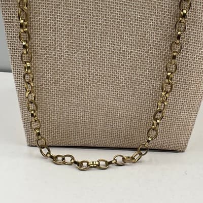 Vintage Long Gold Tone Rolo Link Chain Necklace Minimalist Layering Fashion - Thumbnail 3